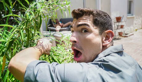 Two american guys beefy Jeremy Spreadums and strongman Cliff Jensen banged each other outside