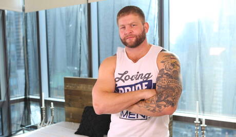 American stars mature bear Colby Jansen and hunky guy Jake Morgan sucking and fucking each other