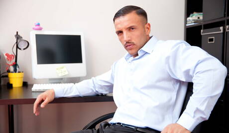 German muscular Jessy Ares and spanish hairy bear Donato Reyes fuck after blowjob