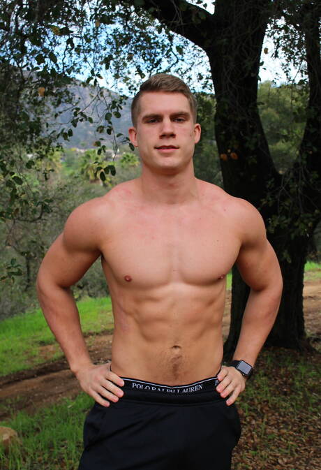 Czech young boy Danny Defoe shows a sturdy body outside