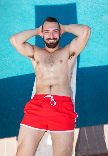 Horny boys Ryan Jordan, Carter Woods and Johnny B in hot groupsex with fisting at pool