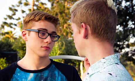 Pretty american boys superstud Blake Mitchell and hot twink Matt Klein in hard anal sex outdoor