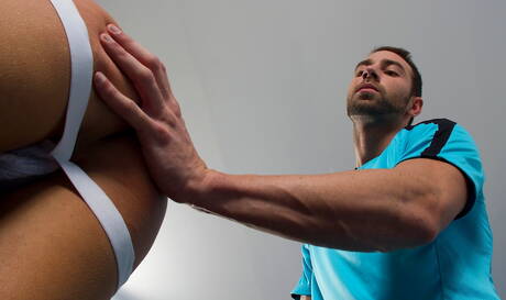 Two american guys hot twink Luke Allen and beefy Hayden Clark in ass spanking scene