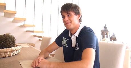 Czech muscular Claude Sorel and american pretty boy Marco Bill fuck ass after sucking dick in the kitchen