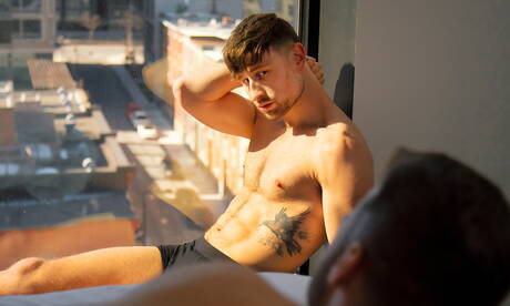 English hairy stud Drew Dixon and canadian muscular Gabriel Clark sucking and fucking each other