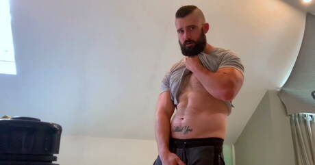 American strongman Mathias masturbating