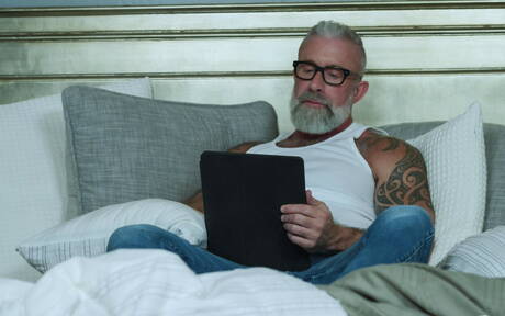 Two american boys hairy bear Lance Charger and young dude Dylan Hayes have anal sex