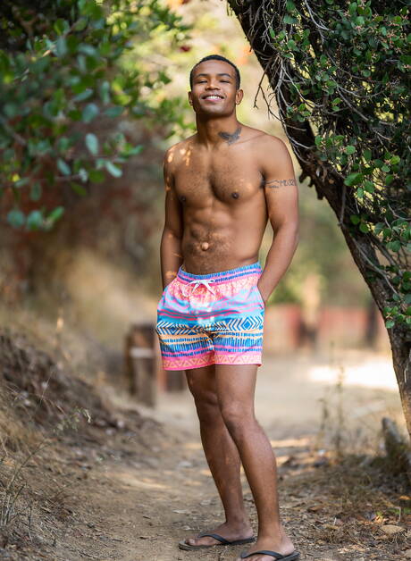 Attractive dude Blake and gorgeous boy Ace fuck ass after interracial sucking outside