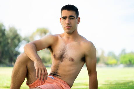 Stud Archie and beefy Ray in hot homosexual action outside