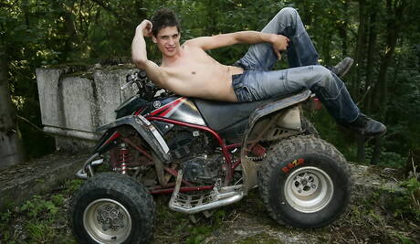 Hot twink Nick Klein and czech twink Dominik Trojan have anal sex outside