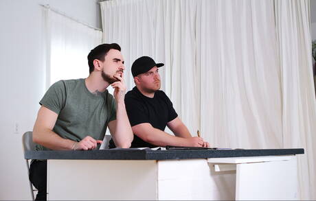 Muscle tattooed gays with beard doing deepthroat and anal