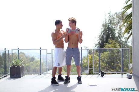 Latin stud Luke Hass and american tough guy Jd Phoenix in hot ass fuck action outdoor