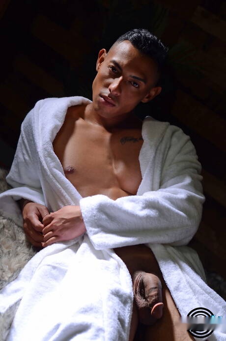 Latino hunky guy Carter James playing with dick