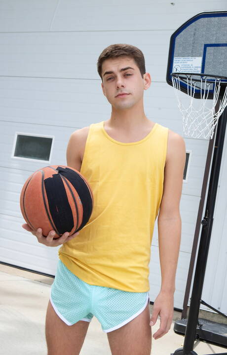 Hot americans, young dude Joey Mills and strong bull Braxton Cruz have interracial anal sex outside