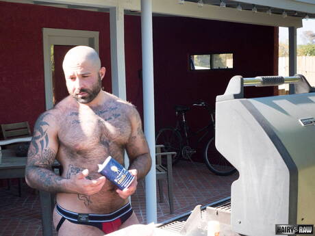 Nice american guys bull Rusty Mcmann and bear Atlas Grant fuck ass after blowjob outdoor