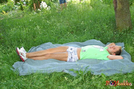 Hot twink Karolis and young dude David banged each other outdoor