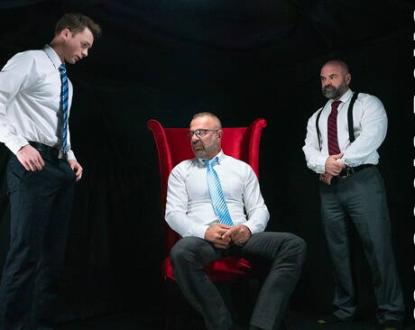 Nasty buddies Bishop Angus, Cole Blue and Felix Kamp have 3some anal sex